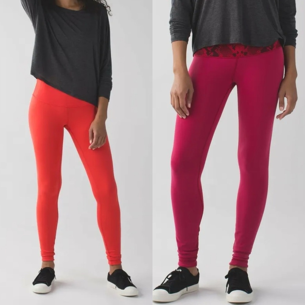 Lululemon Wunder Under Pant III (Reversible) Cranberry / Alarming Size 4
